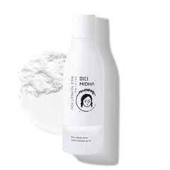 Midha Rice SEBUM Toner bottle closeup highlights hydrating formula for oily skin
