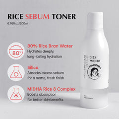 Midha Rice SEBUM Toner powder layer absorbs excess oil for a refined look