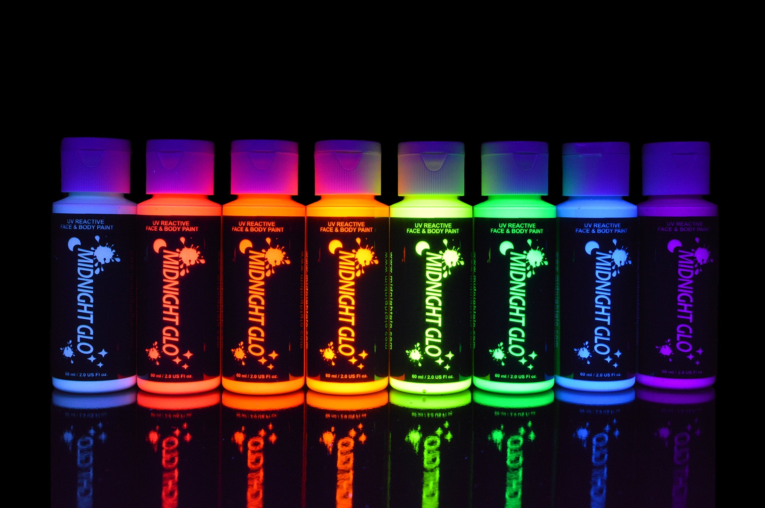 Midnight Glo red UV neon paint for bold body art under blacklight.