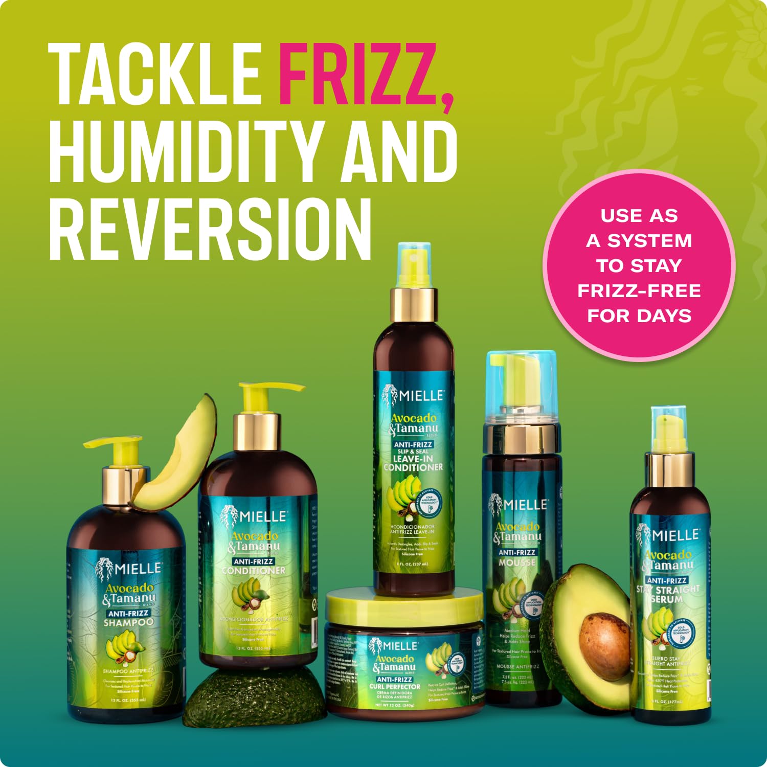 Mielle Avocado & Tamanu Cream delivers frizz relief and shine.
