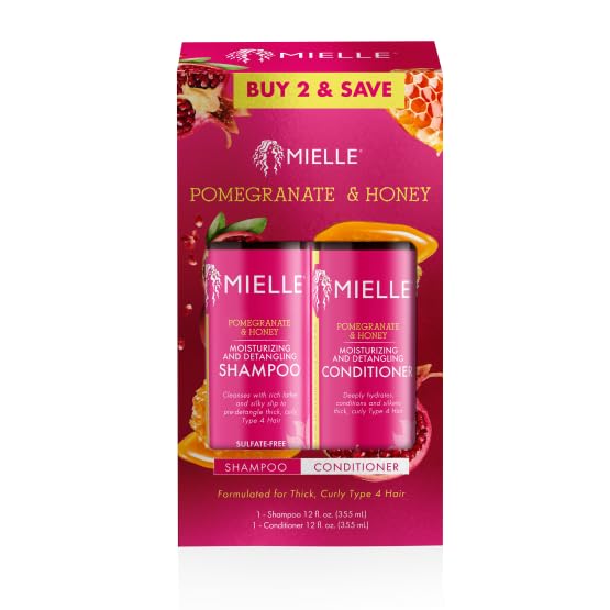 Mielle Organics Pomegranate Honey Shampoo bottle offers a gentle cleanse for Type 4 hair
