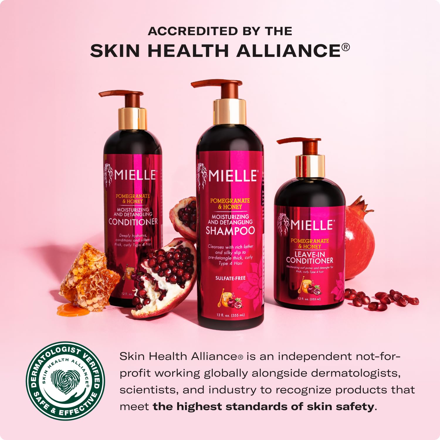 Mielle Organics Pomegranate Honey shampoo usage shot shows rich lather