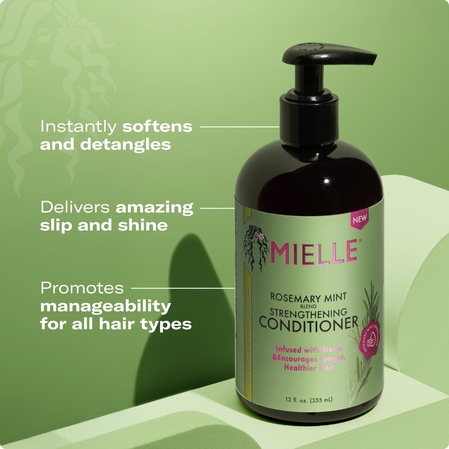 Scalp-stimulation aroma from Rosemary Mint in Mielle Organics conditioner.