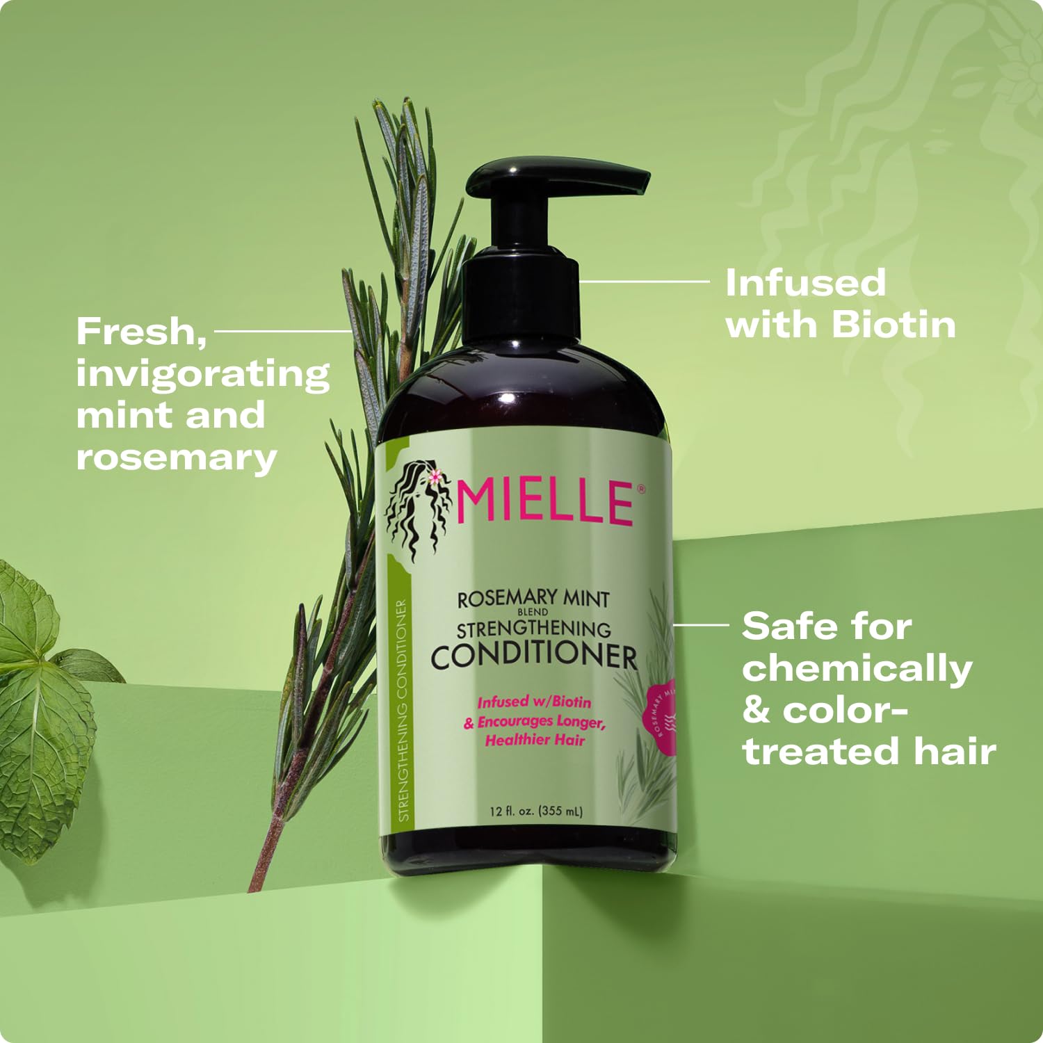 Textured hair benefits from Rosemary Mint conditioning by Mielle Organics.
