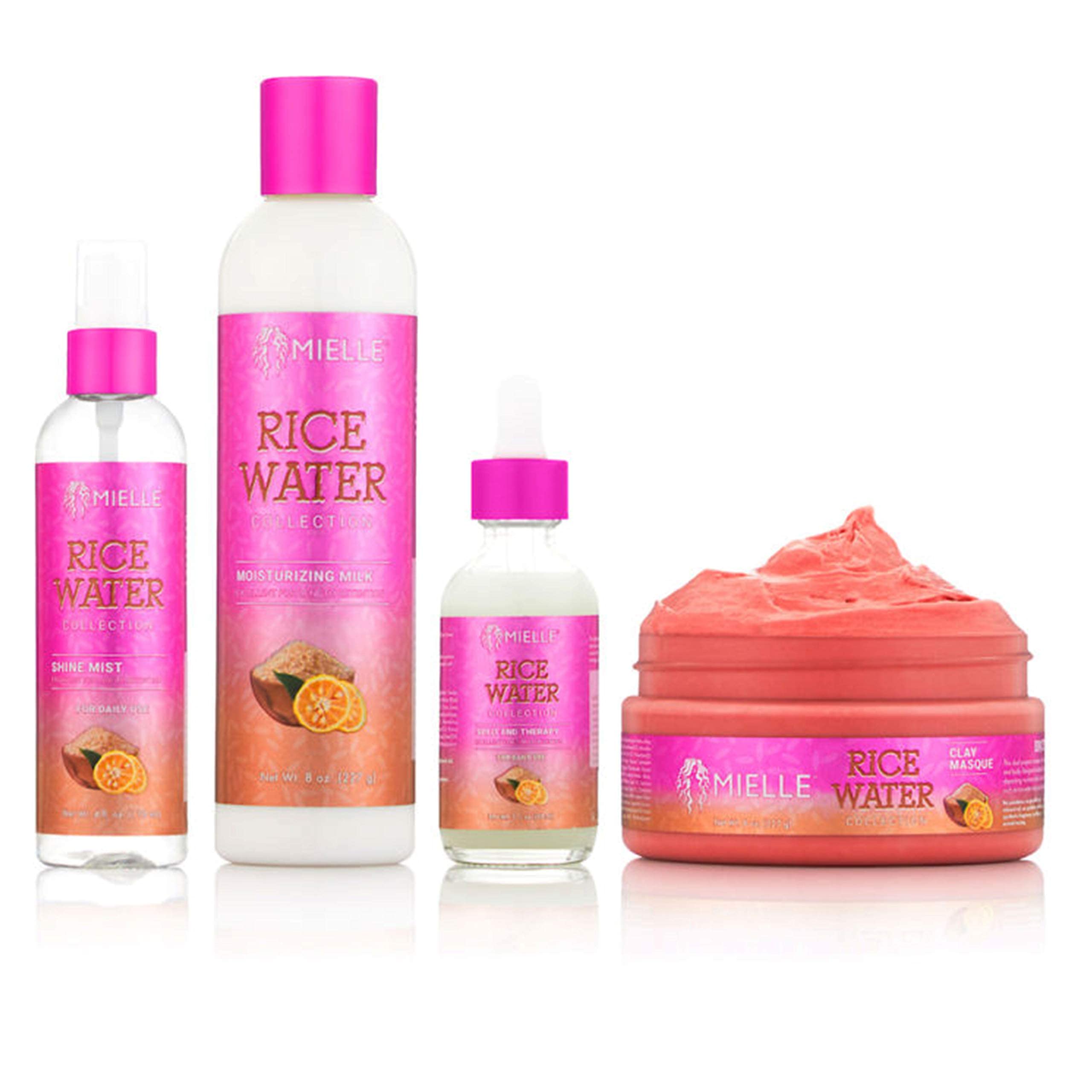Mielle Rice Water Milk bottle pour for lightweight hydration of dry hair