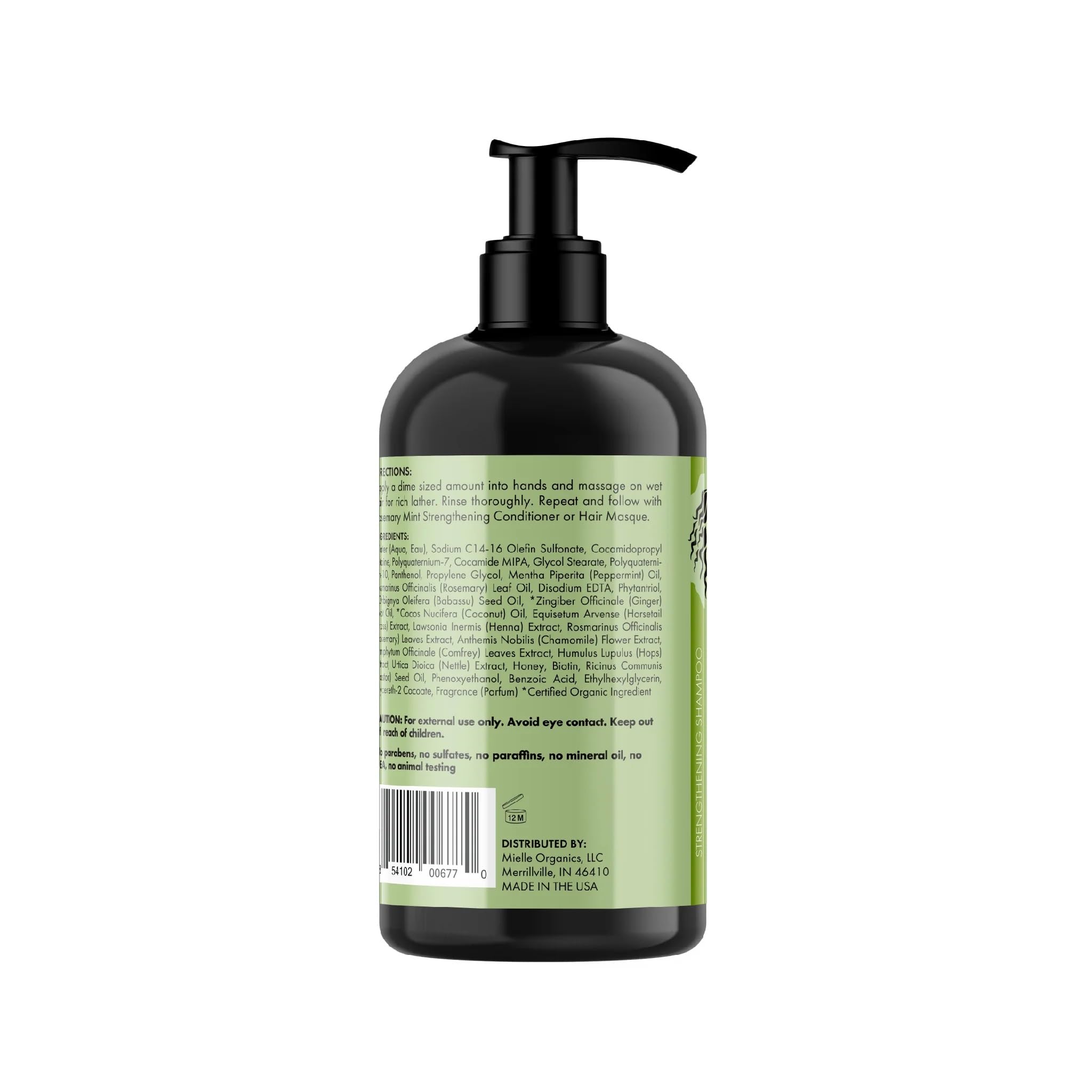 Mielle Rosemary Mint Shampoo label with biotin and organic oils