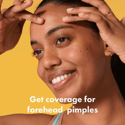 Mighty Patch Forehead XL closeup shows hydrocolloid layer absorbing gunk safely.