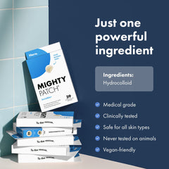 Mighty Patch Invisible+ perforated sheets offer easy-peel packaging for convenience.