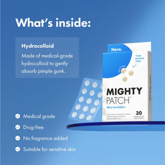 Mighty Patch Mini on blemish demonstrates discreet application and easy removal