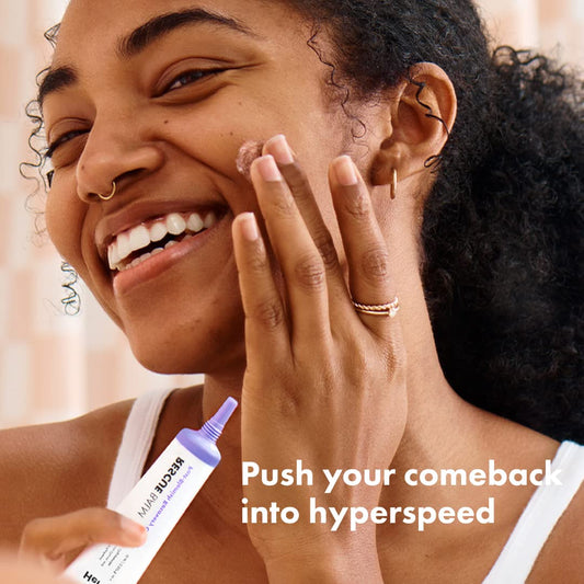 Rescue Balm cream swirl highlights silky texture for daily use.