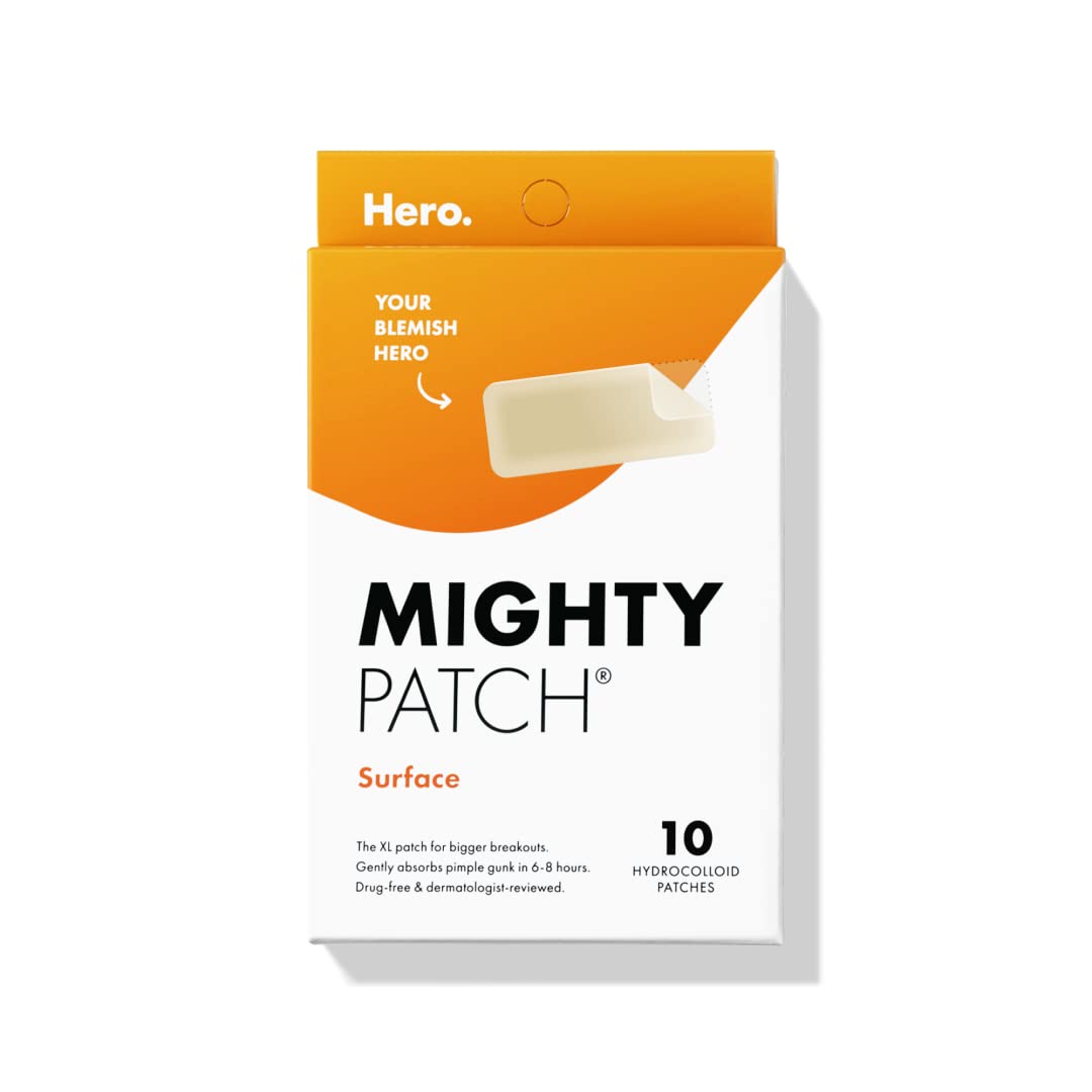 Mighty Patch Surface on back shows large-area coverage for acne
