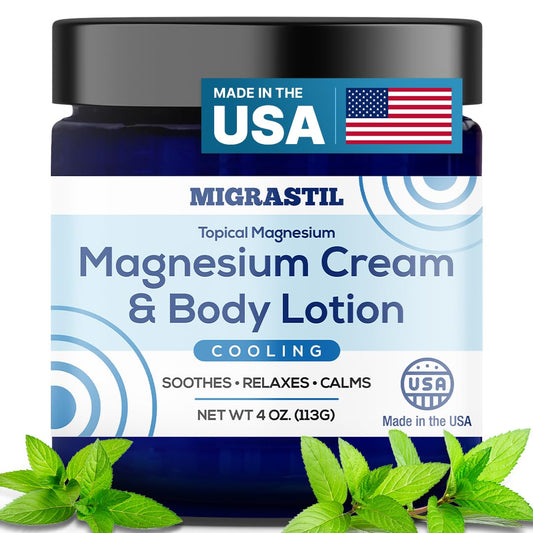 MIGRASTIL cooling magnesium cream bottle for soothing relief and calm muscles