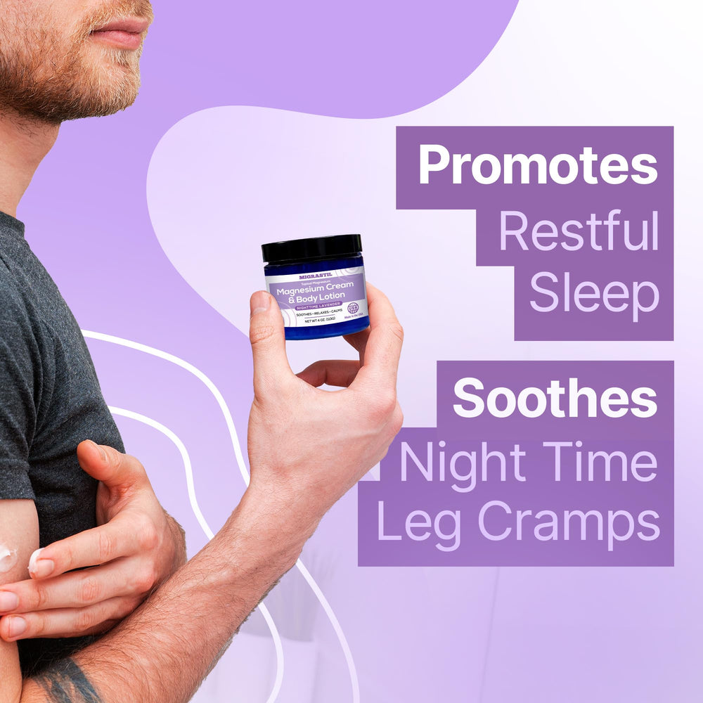 MigraStil Lavender essential oil drops emphasizing soothing aroma and skin care benefits