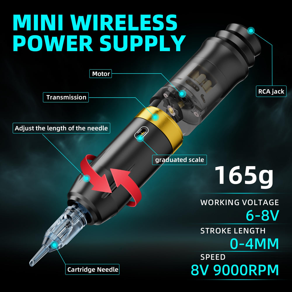 MIHERT 1500mAh wireless battery enabling mobile tattoo sessions