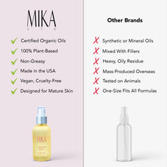 Mika Vie luxury oil texture applying for silky, non-greasy skin.