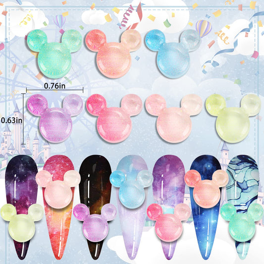 MIKIMIQI seven-color resin mouse charms ideal for DIY manicure accents.