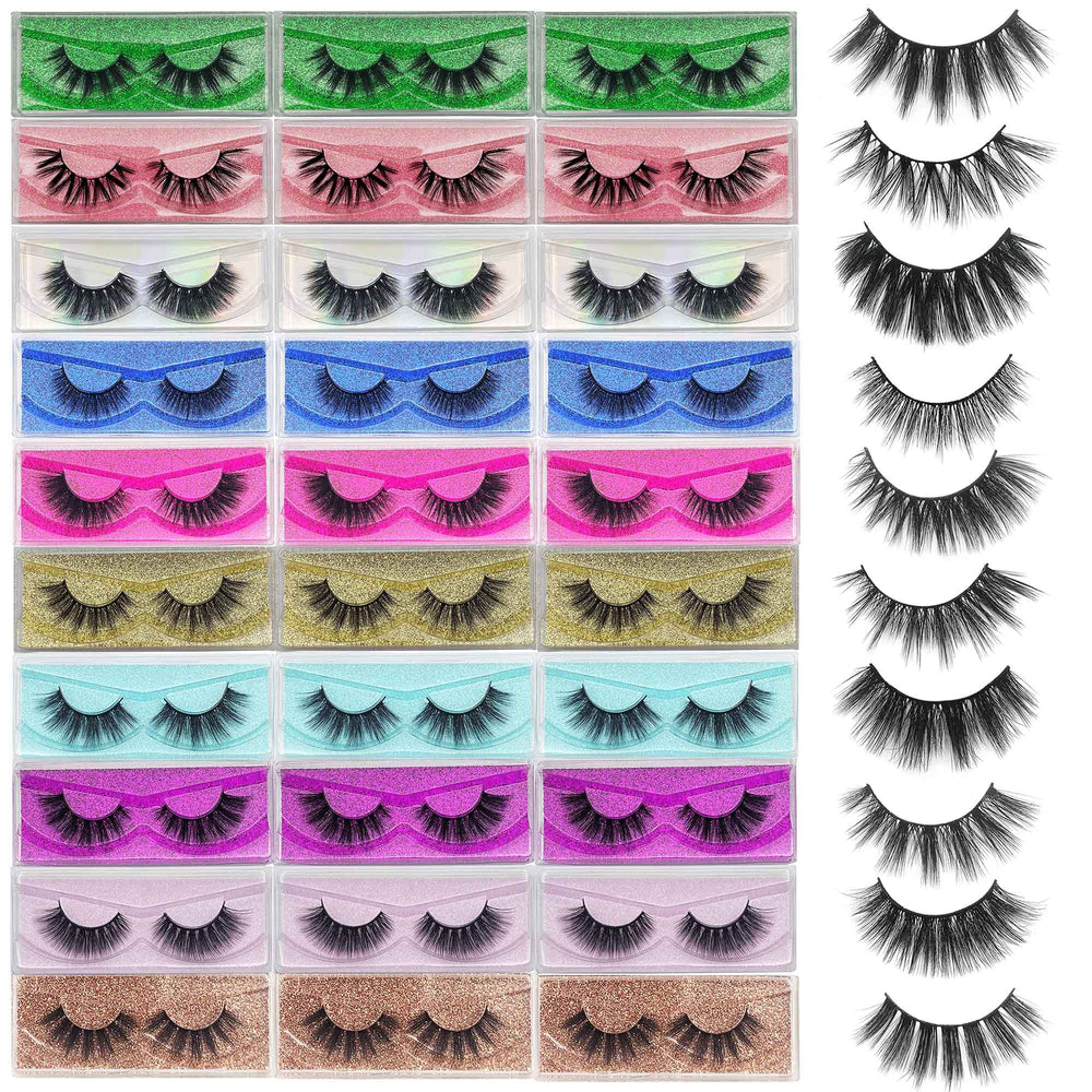 Mikiwi 30-pack faux mink lashes for natural daily wear and professional use