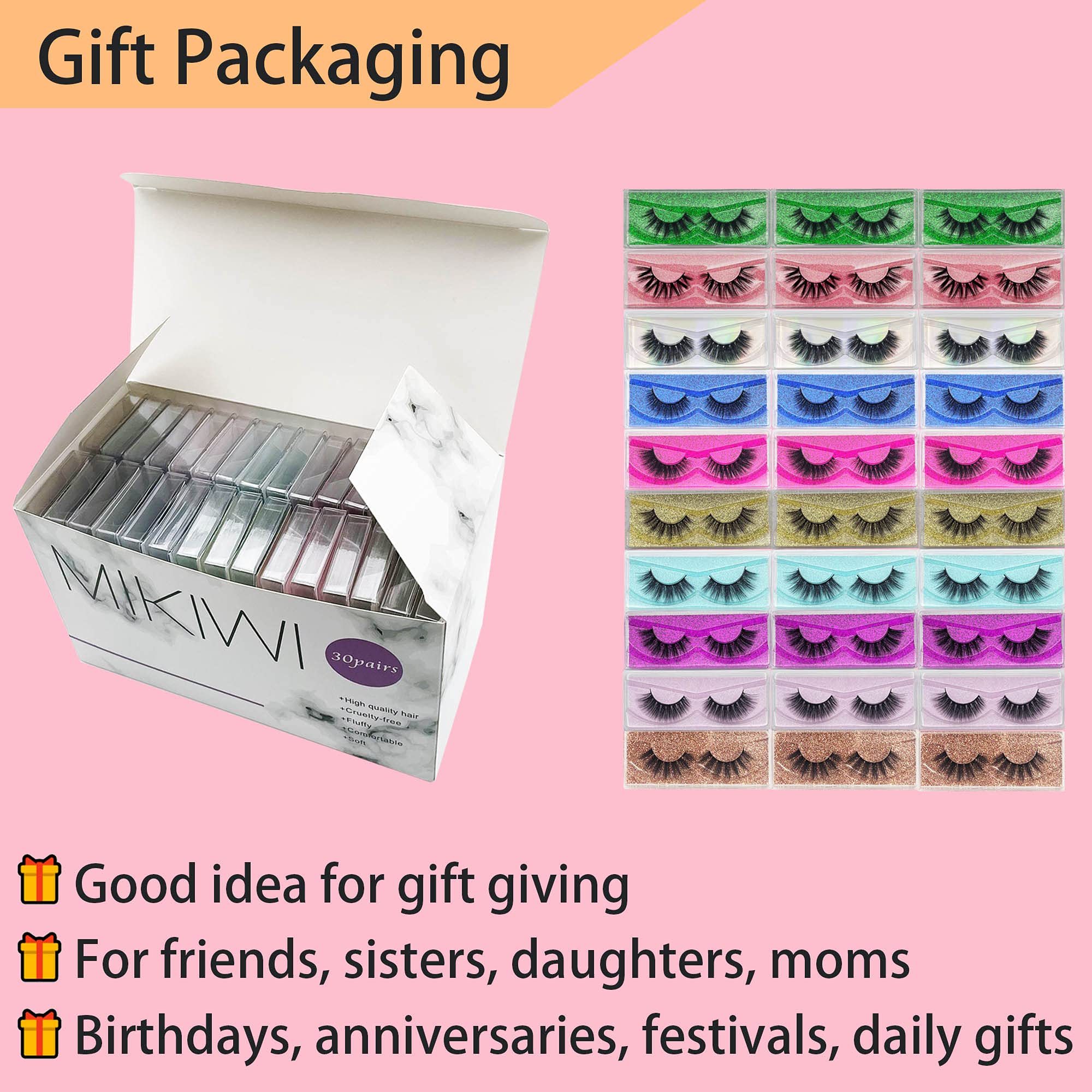 Mikiwi wholesale faux mink lashes in single-serve packaging for easy resale