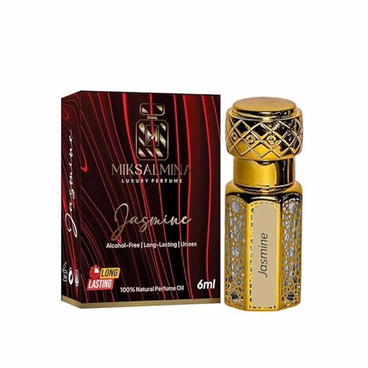 MIKSALMINA Jasmine Attar Roll-On bottle for on-the-go, long-lasting fragrance.