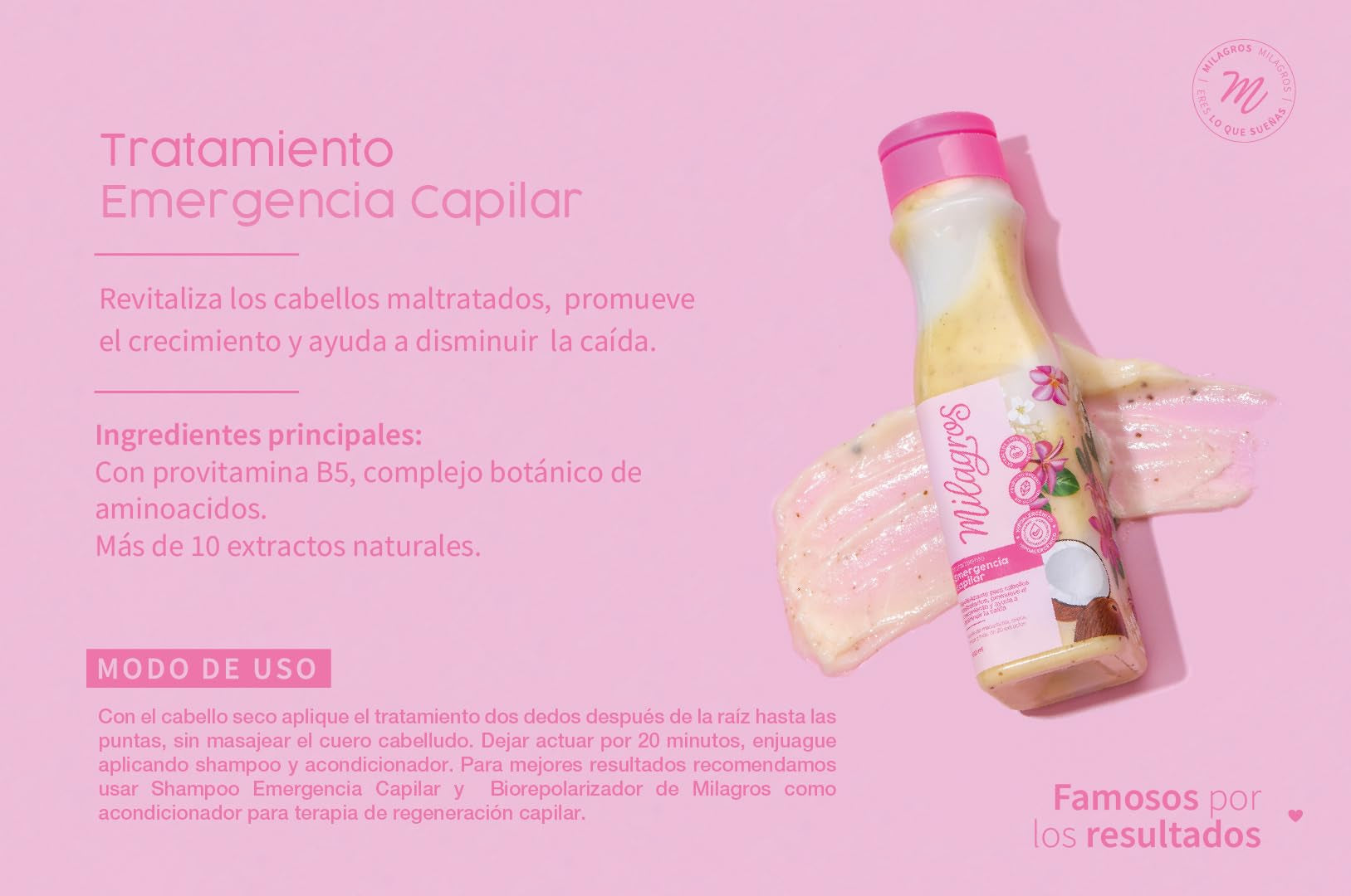 MILAGROS Emergency Hair Treatment texture close-up shows creamy formula for nourishment