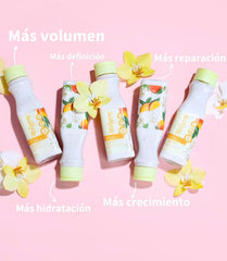 Milagros product highlights ginger, rosemary, mango and papaya extracts for care.