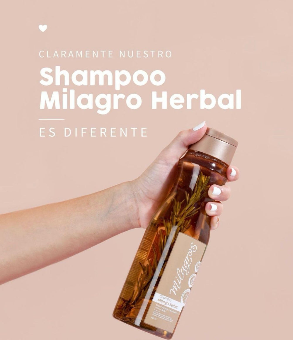 Milagros Shampoo Herbal texture, showing rich lather for a refreshing wash