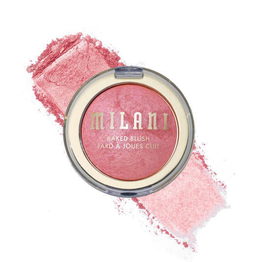 Milani Baked Blush Dolce Pink packaging close-up, portable and travel-friendly.
