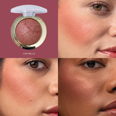 Milani Baked Blush shimmer glow enhances cheekbone radiance for evenings.