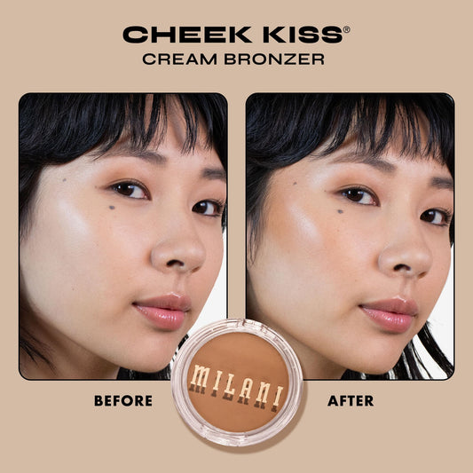 Milani Cheek Kiss Cream Bronzer ready to blend with fingers for easy daily warmth