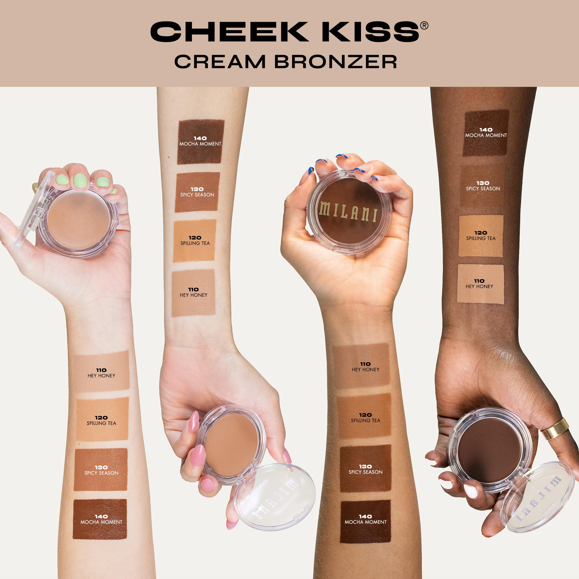 Milani Cheek Kiss Cream Bronzer nose-bridge highlight for subtle contour