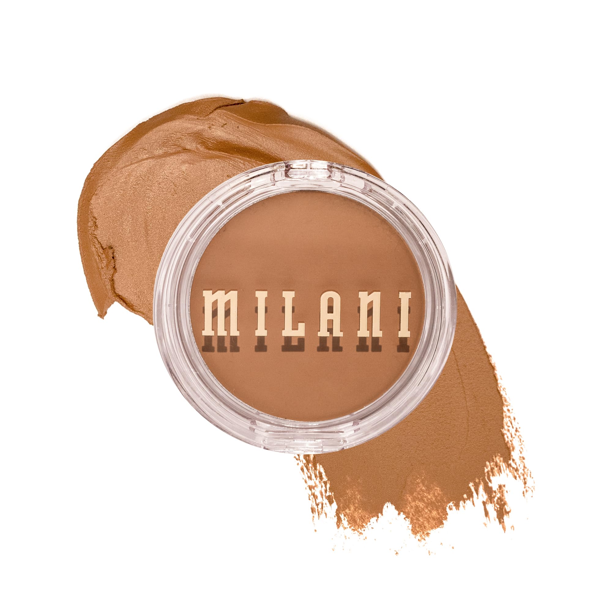 Milani Cheek Kiss Cream Bronzer compact open with Spilling Tea shade for natural warmth