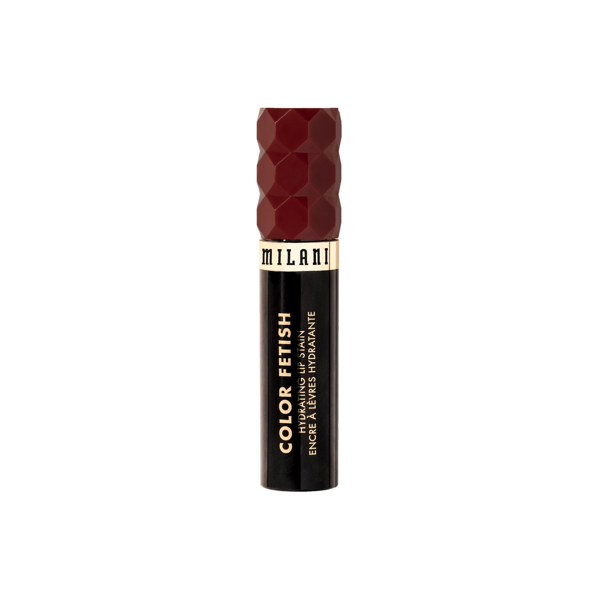 Milani Color Fetish Lip Stain Mahogany Mami glossy to semi-matte transition on lips.