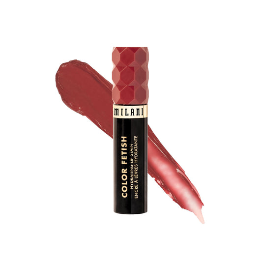 Milani Color Fetish Lip Stain Rose Rising cap close-up shows glossy hydration.