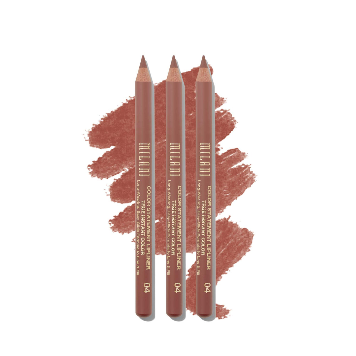 Milani Color Statement Lipliner pack shot with three cruelty-free pencils for defined lips.