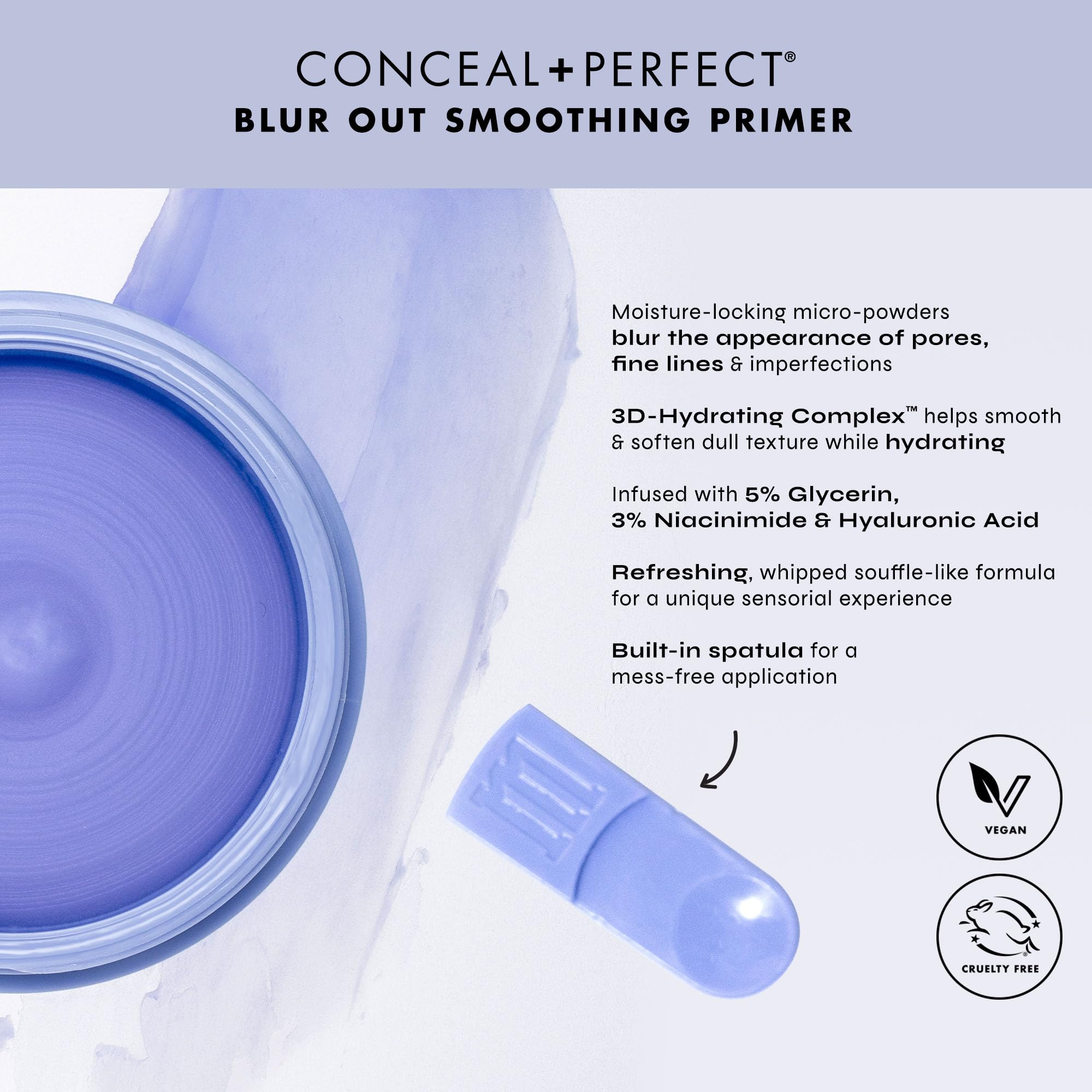 Milani Conceal + Perfect Primer hyaluronic-acid glycerin formula provides lasting moisture.