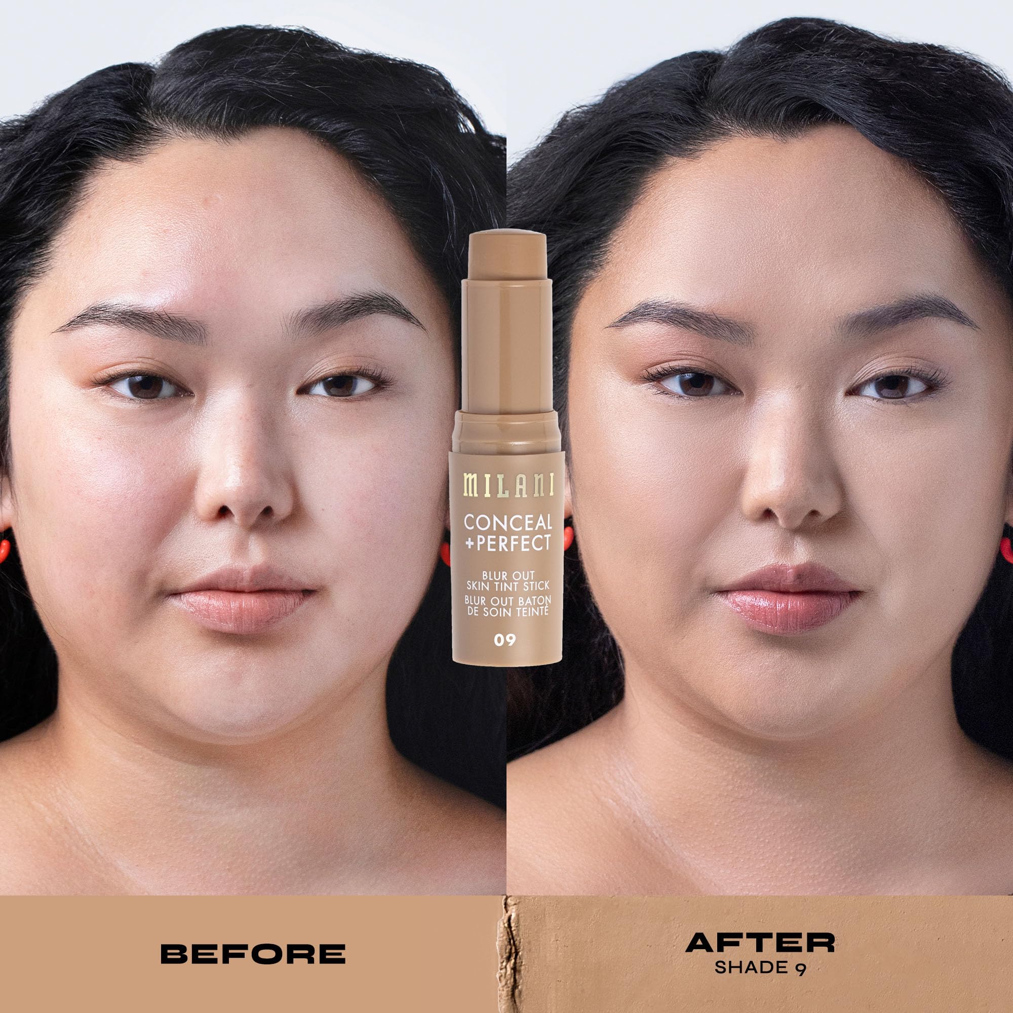 Milani Conceal + Perfect Skin Tint Stick packaging with shade 09 label.