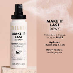 Milani Make It Dewy on skin delivering radiant, long-lasting glow.