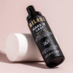 Milani oil-absorbing silica detail emphasizes shine suppression and texture refinement.