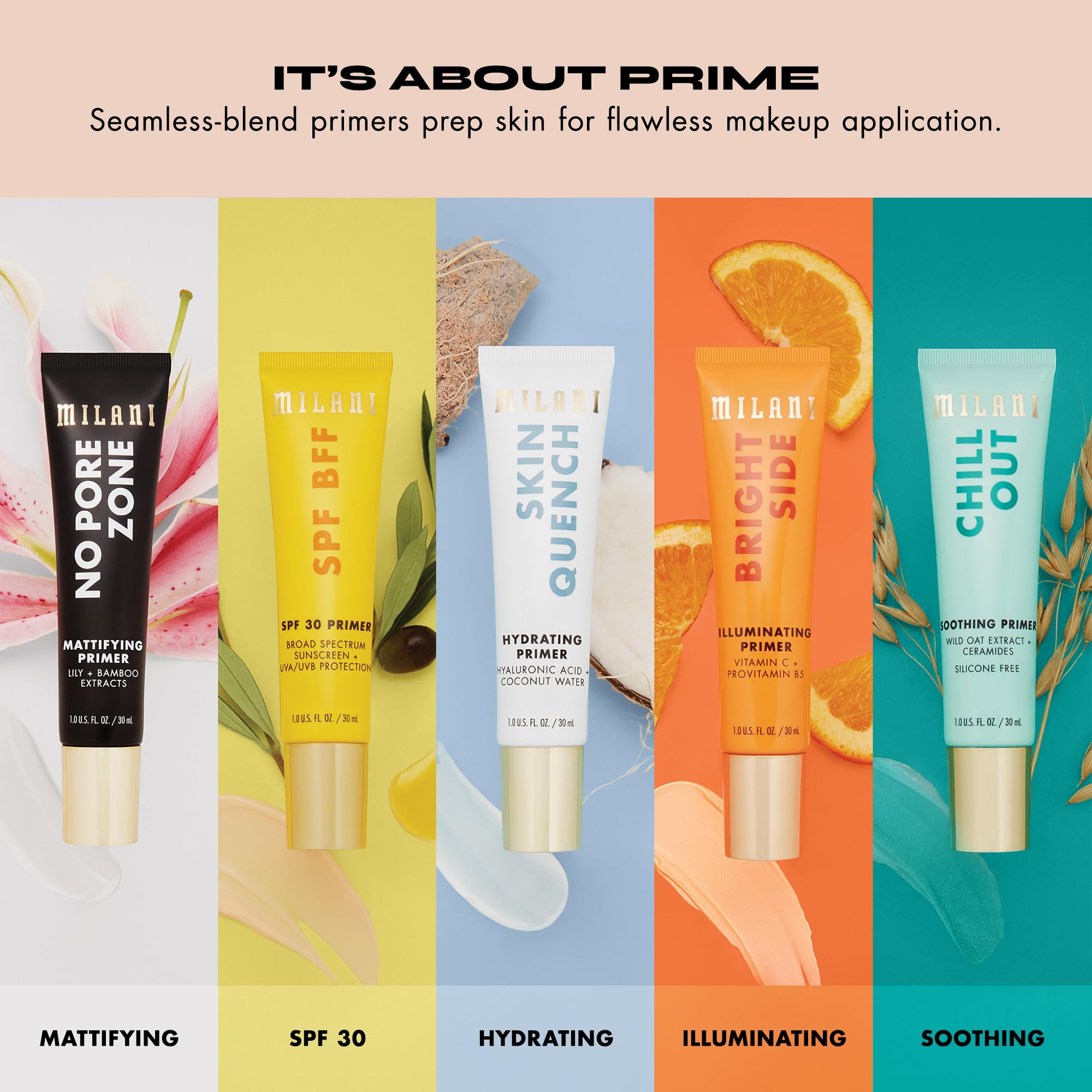 Milani Primer with Sunscreen SPF30 packaging emphasizes lightweight protection