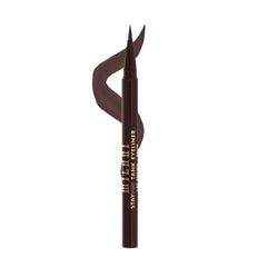 Milani The Tank eyeliner brown tip closeup shows precise lash-line control.