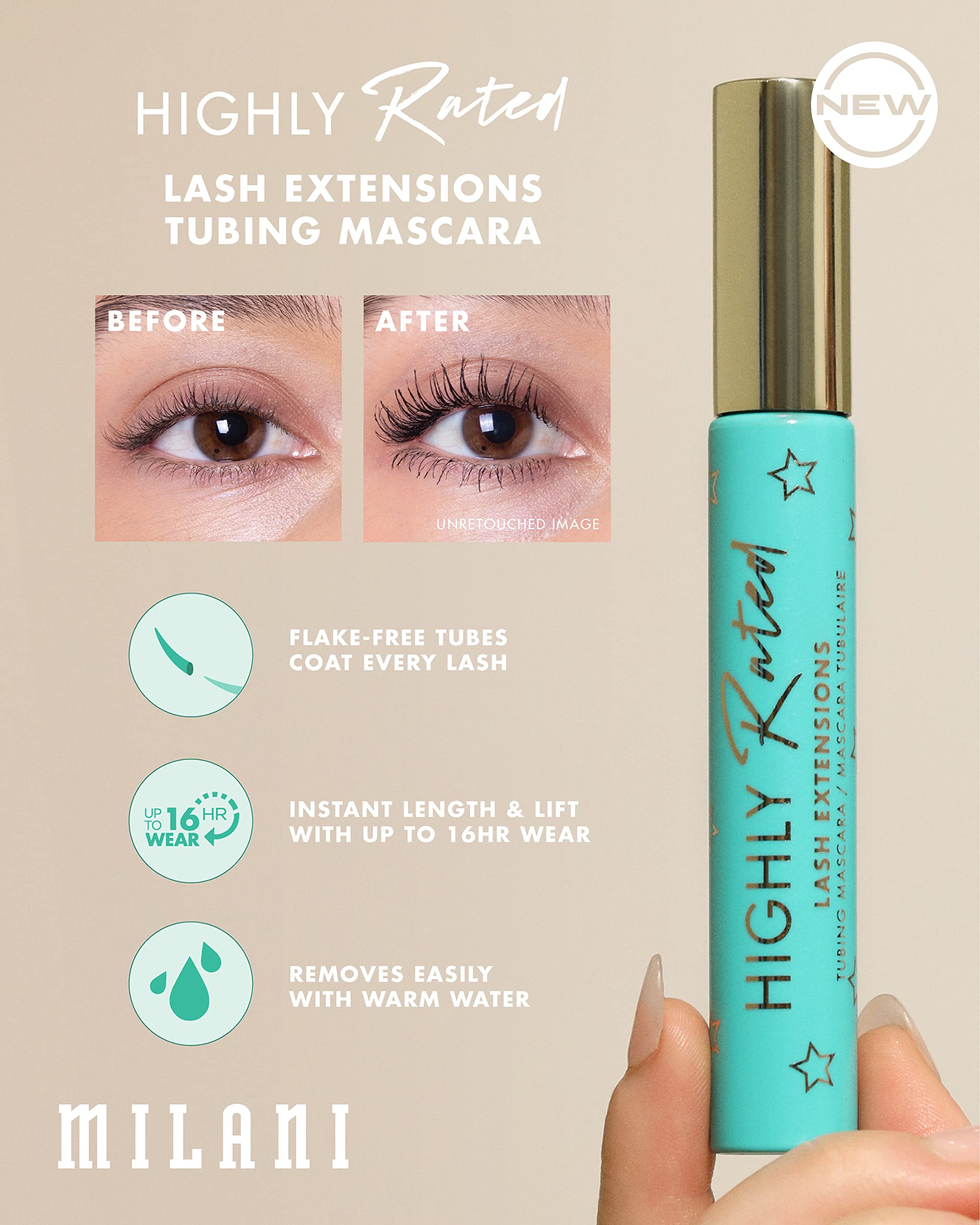 Milani tubing mascara with castor oil conditions lashes as you wear it.