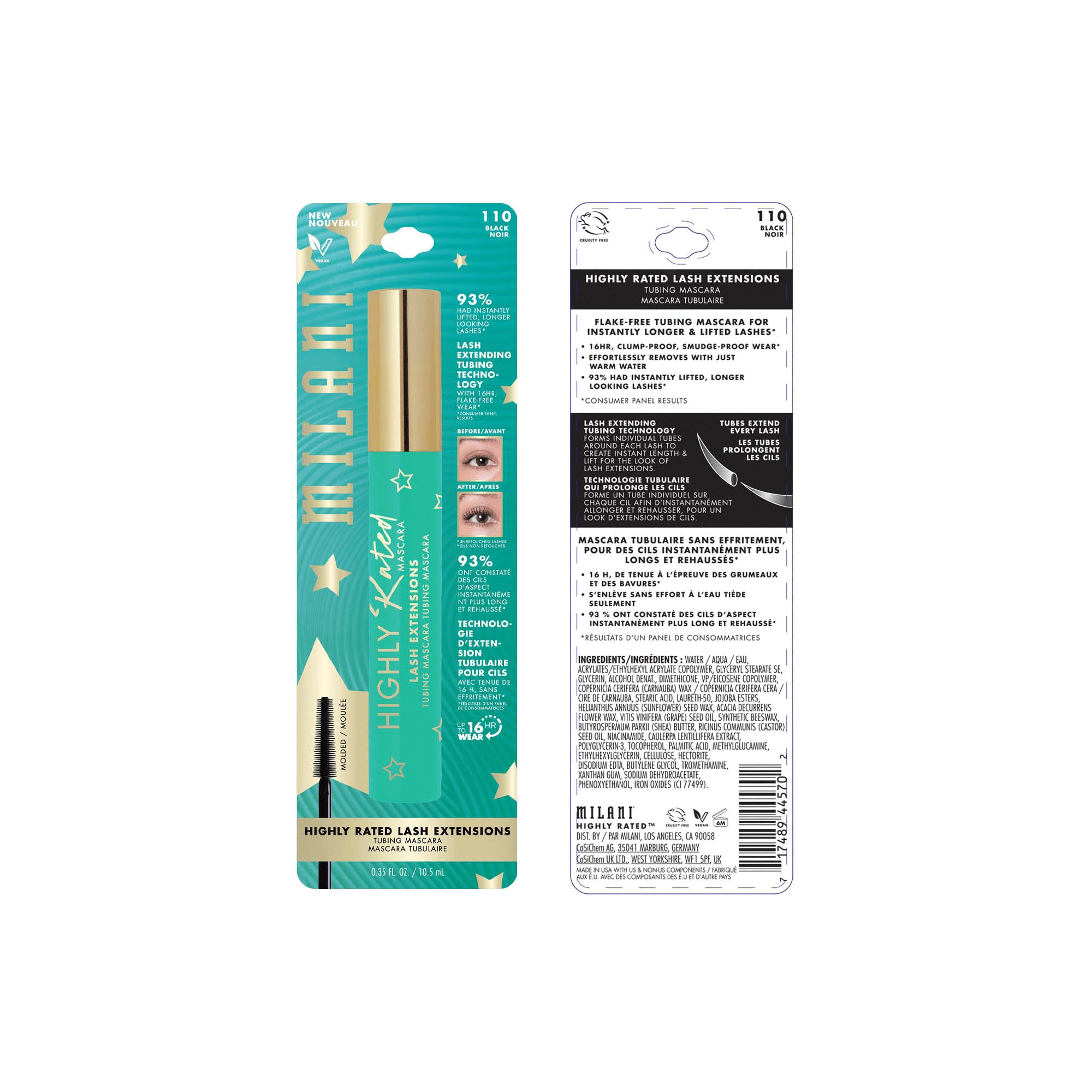 Milani tubing mascara is vegan and cruelty-free, PETA-certified.