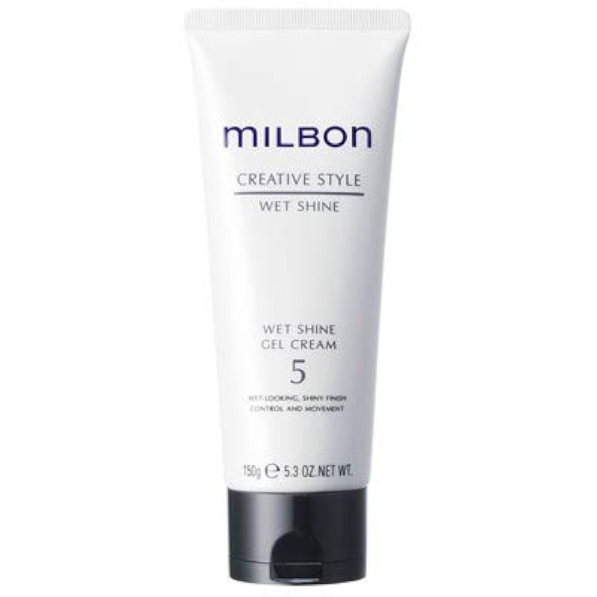 Milbon Creative Style Wet Shine 5.3oz bottle—promotes frizz control and high-gloss shine.