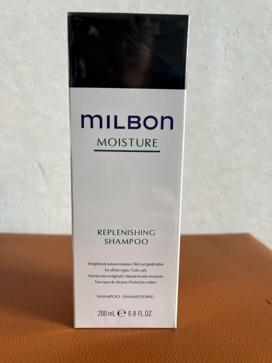 Milbon Moisture Replenishing Shampoo bottle with hydrating formula for dry hair