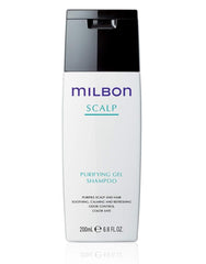 Milbon Scalp Purifying Gel Shampoo bottle refreshing the scalp and balancing oils.