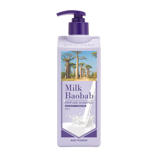 Milk Baobab perfume shampoo lather action image demonstrates gentle cleansing.