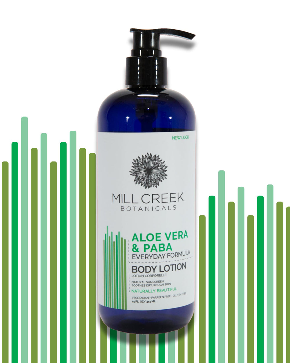 Mill Creek Aloe Vera and PABA Lotion dispensing cap for easy, controlled application.