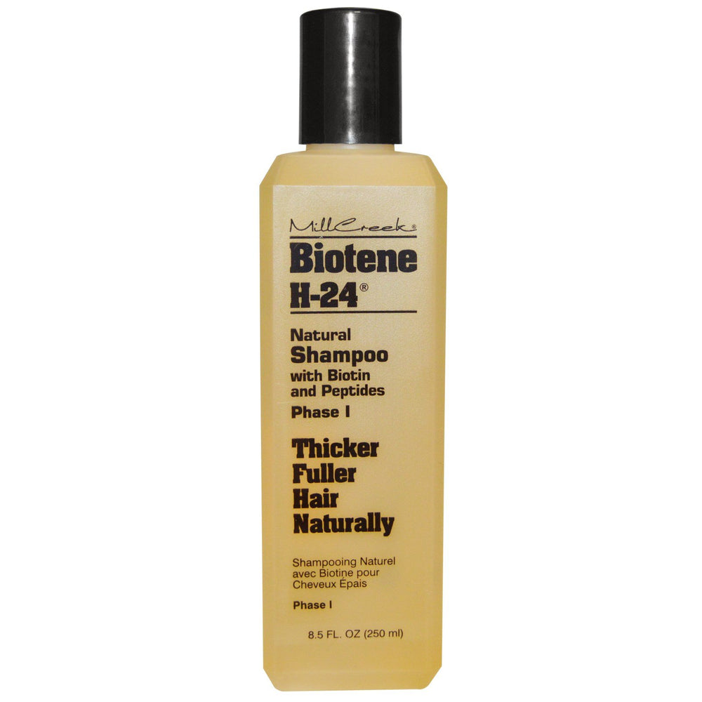 Mill Creek Biotene H-24 conditioner bottle, detangles and leaves hair soft.