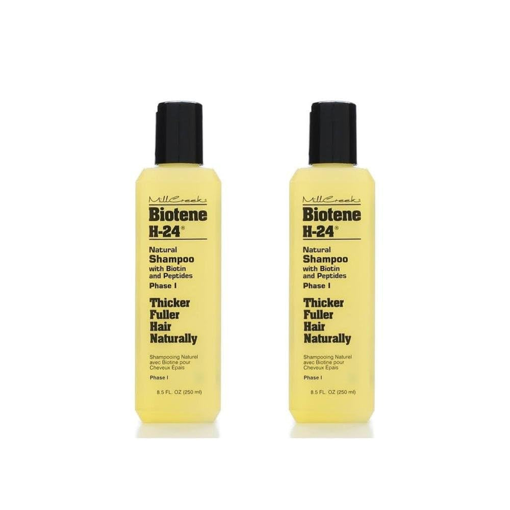 Mill Creek Biotene H-24 Shampoo two-pack front view for thicker, fuller hair.