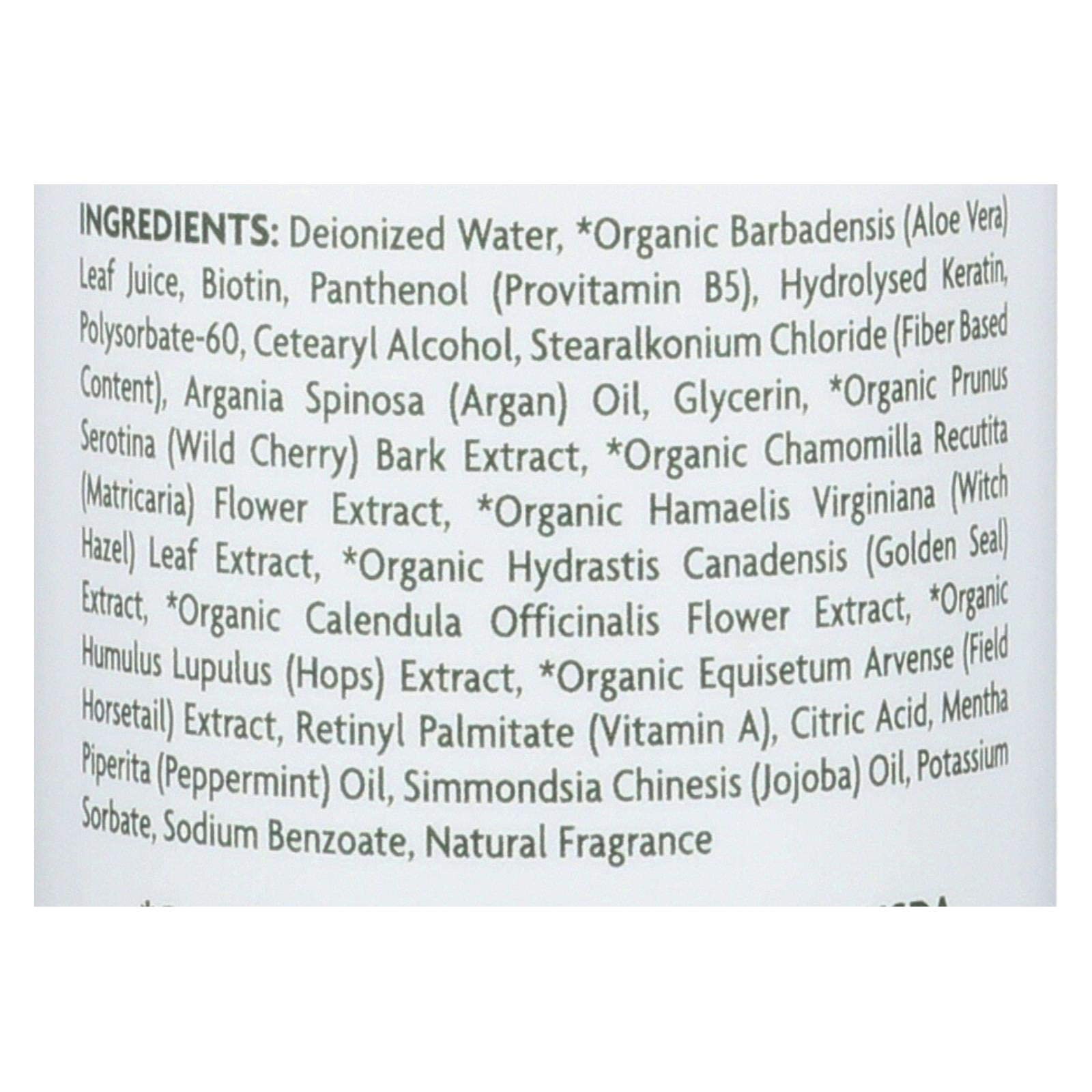 Mill Creek Biotin Conditioner back label emphasizes natural and organic ingredients.